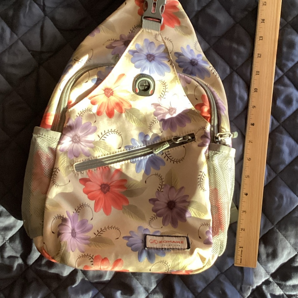 Floral Backpack with Cream and Multicolor Design